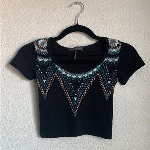Black Kendall and Kylie crop top with blue decal